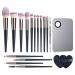 BS-MALL Makeup Brushes Set with 1 Makeup palette & 2 Powder Puff Premium Synthetic Foundation Powder Concealers Eye Shadows 18 Pcs Set