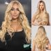 Kellynee Blonde Middle Occupation-Long Welled Ombreblonde W cken for women synthetic hair with dark roots best natural wigs for everyday life/Halloween/Party/Cosplay Lang Blonde