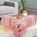 SunStyle Home Cat Tunnels for Indoor Cats 2/3 Way Play Toy Kitty Tunnel Peek Hole Toy with Ball for Cat Tube Fun for Rabbits Kittens and Dogs 3Way Pink