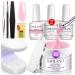 Saviland Builder Nail Gel Kit - Pink 5-In-1 Builder Base Gel & Pink Hard Gel for Nail Strengthen and Nail Repair Nail Extension Gel Kit for Home DIY Pink Builder Nail Gel Kit
