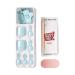 KISS imPRESS Dream Glow Pedicure Press-On Fake Toenails Kit - Light Blue Square Nails with Prep Pad, File, Stick - 24 Nails - Buy Online on SooperMarket.com