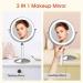 Rechargeable 8 inch Lighted Makeup Mirror with 10X Magnification - 2-Sided Vanity Mirror with Dimmable LED Lights - 360 Degree Adjustable Silver Finish - Buy Online on SooperMarket.com