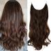 Hair Extensions Halo Wavy Curly Long Synthetic Hairpiece 20 Inch 4.4 Oz Dark Brown Mix Light Auburn Hidden Wire for Women Heat Resistant Fiber No Clip OMGREAT 20Inch&Curly Dark Brown Mix Light Auburn