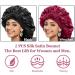 2 PCS Silk Bonnets for Black Women - Reversible Satin Hair Wrap Cap for Sleeping & Showering | Adjustable Satin Night Cap for Long Curly Hair - Black & Wine Red - Buy Online on SooperMarket.com