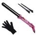 Le Angelique 1 Inch Ceramic Curling Wand for Beach Waves Short & Long Curls - 25mm Professional Clipless Curler Iron with Glove and 2 Clips | 450F Instant Heat | Dual Voltage - Pink Zebra 1 Inch (25mm) Pink Zebra
