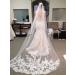 Bmirth 1 Layer Bridal Wedding Veil Cathedral Long Length Lace Bride Tulle Hair Accessories With Comb for women Floral 118 Veil Headpeice (White-2)