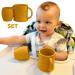 Kangookid Open Cup Set for Baby | 2 Handled Open Tiny Cups for Toddlers | Transitional Training Silicone Cup for Baby Led Weaning and Independent Drinking | 6+ months (Yellow)