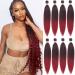 Leeven 8 Packs Pre Stretched Braiding Hair 30 Inch Yaki Texture Ombre Red Brading Hair Extensions for Box Braids Kanekalon Hair Fiber Crochet Hair Extensions for Braiding /30 Inch 1B900# 30 Inch (Pack of 8) 1B900