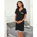 Uniexcosm Maternity Nursing Nightdress - Women's Soft Short Sleeve Nightgown Stripe Sleepwear in Black - Buy Online on SooperMarket.com