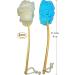2-Pack Exfoliating Shower Loofah Body & Back Scrubber with Long Wooden Handle - Bath Brush On a Stick for Easy Reach - For Men & Women - Buy Online on SooperMarket.com