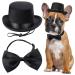 Yewong 2 Pieces Pet Formal Accessories Set - Pet Top Hat with Pet Formal Necktie/Bowtie Birthday Party Gradation Halloween Costumes Accessories for Dog Cat (Black-A)