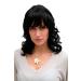 WIG ME UP - 6370-1B Black wig shoulder length curly with bangs approx. 40 cm