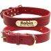 Tagme personalized dog collar made of leather with engraved name and telephone number/dog collar made of real leather suitable for medium -sized dogs coral red M (1 -pack) Korallrot