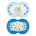 Mam Baby Products Mam Night Glow in the Dark Silicone Pacifier Boy 6 Plus Months 2-Count