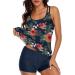 UNIQWETO Flowy Tankini Bathing Suit Set - Tummy Control Swimsuit for Women - Navy & Red Floral - Large - Buy Online on SooperMarket.com