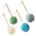 4 Pack Large Bath Puff Loofah Sponge With Long Handle Shower Loofah, Bath Body Back Brush, Spa Brush for Women and Men(4 Color) Multi-colored
