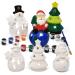 Set of 6 Ceramic Christmas Santa Snowman Tree Figurines Paint Craft Kit Unpainted Ceramics Plaster Keepsake for Kids Classroom Art Project Xmas Favors Holiday Party Decoration Paint & Brushes Included