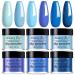 Honey Joy 6 Box/Set Light Royal Blue Colors Dip Powder Nail Fine Dipping Powder Colors No Need Lamp Cure Like Gel Polish Effect Even & Smooth Finishing (DP-F-6PCS-10G/Box)