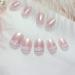 Elevenail Glossy Pearl Pink White French False Nails - Medium Short Squoval Press on Nails for Women and Girls - Christmas Nail Art Tips Gift - Buy Online on SooperMarket.com