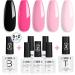AILLSA Hot Pink Gel Nail Polish Set Black Nude Baby Pink Gel Polish with Base and Top Coat Long Lasting Barbie All Season Color Soak Off U V L ED Manicure Art Salon DIY at Home 7Pcs 8ML Black Pink - Buy Online on SooperMarket.com
