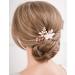 Missgrace Bride Wedding Crystal Pearl Leaf Rhinestones Hair Comb - Rose Gold Pink - Buy Online on SooperMarket.com