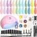 Modelones Gel Nail Kit - 12 Colors Pink Gel Nail Polish Set with Lamp Starter Kit 48W Nail Lamp Gloss Matte Top Coat Base Coat ALL-IN-ONE Gel Nail Starter Kit Pink Yello