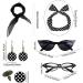 Lesunbak 50s Accessories for Women | 1950s Outfit with Headbands and Drop Earrings Costume Accessories with Red Bow Headband Vintage Polka Dot Hair Bands Cat Eye Glasses Black One Size - Buy Online on SooperMarket.com