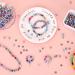 500pcs Quefe Craft Beads for Bracelets Making - Ink Patterned Space Acrylic Beads with Spacer Beads and Crystal String (8mm) - Buy Online on SooperMarket.com