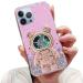 Tivenfezk Nadoli for iPhone 11 Pro Treibsand B r astronaut Hidden Stand Shell caricature glitter astronaut stand soft silicone bling cell phone case.