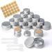 20 Pcs Empty Cosmetics Container Pots 3 Sizes Aluminium Tin Jars with Screw Lids Labels and Mini Spatula Sample Pots for Lip Balm Candle Making Cream Sample Powder Cosmetics (20ml 10ml 5ml)