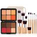 12 Color Contour Palette Bronzer Blush Highlighter Face Palette with Makeup Brushes Matte and Glow Makeup Palette Contour Kit for Conceal Dark Circles Correct Discolorations RXP141
