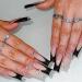 Black Butterfly False Nails Set - 24PCS French Square Tips with Glitter Diamond Design & Jelly Adhesive - Women's Nail Art - Buy Online on SooperMarket.com