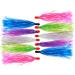 Fishing Jig Head Mylar Flash Teaser Tail Saltwater Fishing Lure Teasers 0.34oz Sliding Weight Head Skirt Teaser Green Blue Purple Pink White 5 Colors Mixed 10pcs