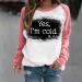 oelaio Yes I'm Cold Me 24:7 Sweatshirt Women Funny Letter Print Pullover Raglan Crewneck Long Sleeve Tops Loose Lightweight Watermelon Red - Buy Online on SooperMarket.com
