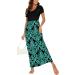 YUNDAI Women's Maternity Maxi Dress | Floral Loose Long Summer Dress with Pocket | Plus Size Short Sleeve | Blue Green - Size L - Buy Online on SooperMarket.com
