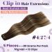 LAAVOO Real Hair Clip Extensions - 40cm Balayage Brown Ombre Clips 105g 7pcs - Double Weft #4/27/4 - Buy Online on SooperMarket.com