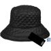 Foldable Water Repellent Quilted Rain Hat - Adjustable Drawstring Bucket Cap | Black - Buy Online on SooperMarket.com