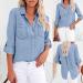 TUNUSKAT Women's Denim Shirt - Back Slit Roll Up Long Sleeve Top - Blue XX-Large - Buy Online on SooperMarket.com