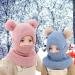 Mamunu Girls Winter Hat - Cute Pink Knit Beanie with Pompom & Fleece Lining for Ages 2-5 - Warm Shawl Cap for Children - Buy Online on SooperMarket.com