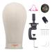21-24 inch Canvas Block Head Wig Head Stand for Making Wigs Display Styling Mannequin Head Set With Mount Hole (22") 22" creamy-white