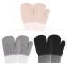QKURT 3 Pairs Toddler Mittens Lined Fleece Thermal Mittens Kids Knitted Gloves Children Magic Mittens Baby Winter Warm Mittens Kids Gloves for 3 5 Years Old Baby Girls Boys
