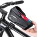 Luroon bike holder cell phone holder Waterproof bicycle handlebar bag bicycle bag with rain hood bike frame bag handlebar bag cell phone bag for smartphone up to 6.9 inches (gray)
