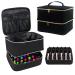 Movstriker Nail Polish Organiser Bag Double Layer Nail Varnish Storage Holds 30 Bottles and A Nail Lamp Traveling Nail Polish Storage Case Portable Nail Lipstick Beauty Tools Box(Black)