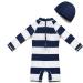 Bonverano Baby Boys Swimsuit/Sunsuit UPF 50+ Sun Protection with Sun Hat - Navy Stripe | 9 Months - Buy Online on SooperMarket.com