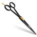 Professional Hairdressing Scissors 7" with Gold Dial Spring Screw & Hook - Black Salon Hair Scissors - Anti-Rust Barber Scissors Razor Edge Steel Hair Dressing Tool for Hair Cutting - for Men/Women Black Salon 7"