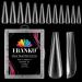 EBANKU 120 PCS Clear Dual Nail Forms System Flat Coffin Nail Mold Tips Acrylic Stiletto Nail Extension Tools for Nail Art Salon Nails Design