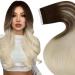 Laavoo real hair tape extensions brown ombre hair extension real hair tape in ombre dark brown platino blond tape in extensions real hair blond balayage 50g 20pcs 45cm #4/60 45cm-20PCs 3.7 #4/60