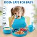Baby Feeding Set - Silicone Bib, Suction Divided Bowl, Spoon, Fork - Toddler Utensils for Baby Led Weaning - Blue (6 Months) - Buy Online on SooperMarket.com