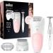 Braun Silk- pil 5 epilator & women's razor electrical intimate razor for women alternative to wax hair detection including women bikini trimmer massage attachment swiveling head 5-820 white/pink