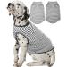 Sychien dog-t-shirt combed cotton soft breathable sun protection large T-shirt for boys girls dogs 2-pack gray-white striped shirt size L Large dark gray striped